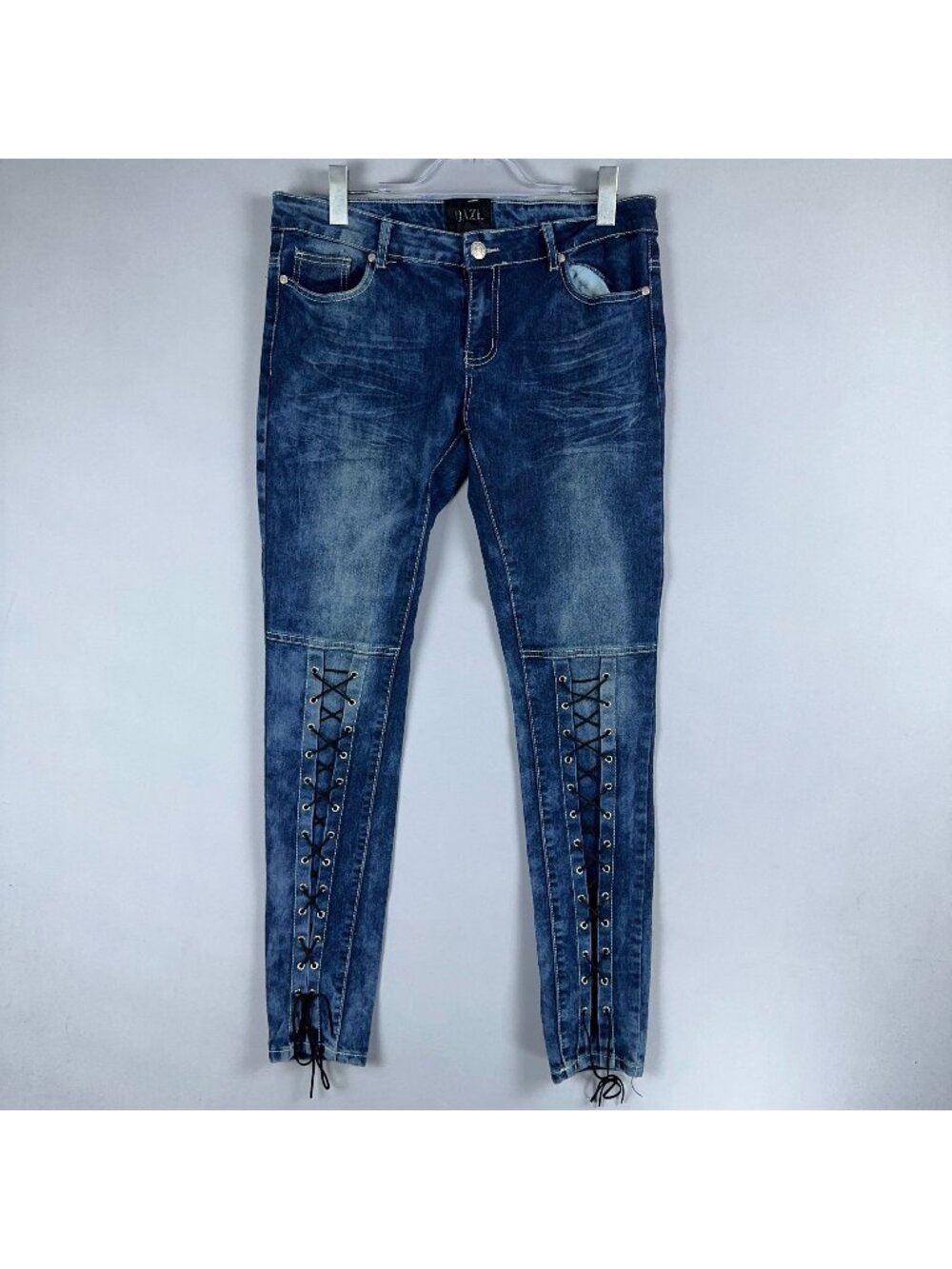 Dazl Jeans Skinny Womens Size 13 Blue Wash Black Lace Up Details